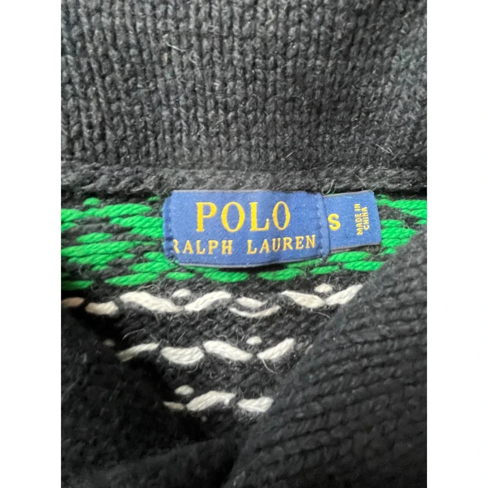 Polo Ralph Lauren Mens S Fair Isle Snowflake Shawl Collar Sweater cashmere blend